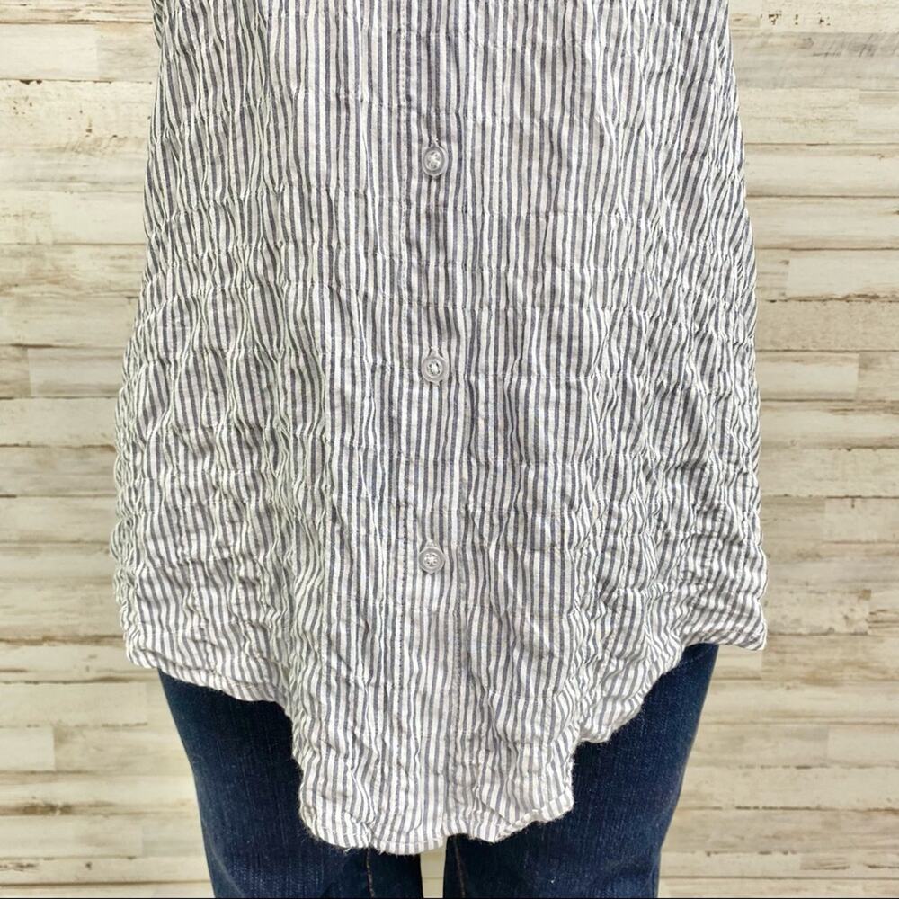 Anthro Drew Striped Top Womens Size S Blue Gray Crinkle Front Knit Back - Picture 5 of 15